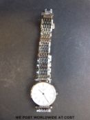 Longines La Grande Classic ladies wristwatch with black hands and Roman numerals and engine turned