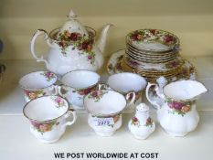 A collection of Royal Albert Old Country Roses including a teapot, cups and saucers etc.