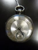 Silver gentleman's fusee pocket watch, the keywind movement no.