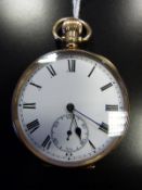 Swiss gentleman's 9ct gold, open faced pocket watch,