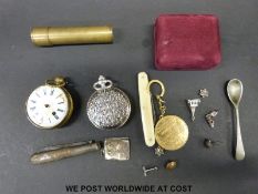 A gentleman's open faced pocket watch with verge escapement together with various wristwatches,