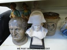 A collection of historical busts and figures including Dutch chalk examples,