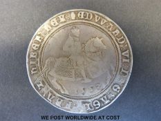 An Edward VI silver issue third period crown 1552, good legend,