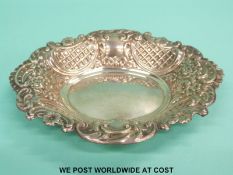 A hallmarked silver embossed oval bowl, Sheffield 1973, width 15.