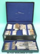 A continental 800 grade white metal 12-place canteen of cutlery, comprising 12 each of table forks,