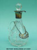 A George V hallmarked silver mounted whisky noggin, both collar and label Birmingham 1922,