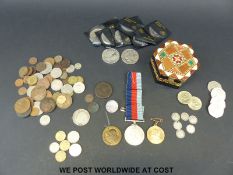 A small collection of UK and world coinage and medals,