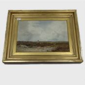 Claude Hayes : A shepherd and his flock near Weybridge, Surrey, watercolour, signed, 35 cm x 50 cm,