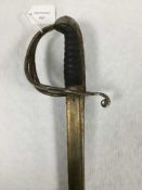 An 1821 pattern light cavalry trooper's sword, curved 85cm pipe-back blade,