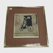 After Laurence Stephen Lowry : The Contraption, reproduction in colours, signed in pencil,