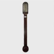 A nineteenth century flame mahogany stick barometer by Brooks, Ludgate Street, London, 93cm.