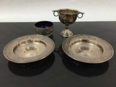 A pair of silver ashtrays, London 1953,