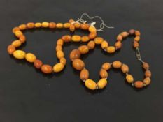 Two graduated amber necklaces of various tones of butterscotch. CONDITION REPORT: 39.