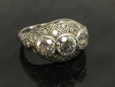 An Art Deco platinum diamond ring,