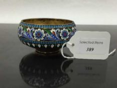 A late nineteenth century Russian .875 silver and cloisonne enamel salt, bears Moscow St.