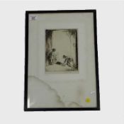 Eileen Alice Soper : The Stray, etching, signed in pencil, with margins, 20 cm x 14 cm, framed.