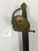 A Georgian infantry officer's spadroon, 80cm straight double edge blade and brass guard,