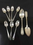 A pair of silver fiddle pattern spoons, Newlands & Grier, Edinburgh 1814.