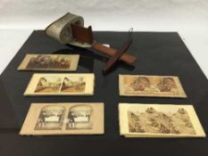 An early twentieth century American mahogany and nickel mounted Stereoscope slide viewer,