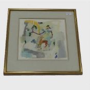 Claire Harrigan : Chinese story, colour chalks and mixed media, signed, 31 cm x 31 cm, framed.