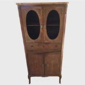A nineteenth century inlaid walnut double door cabinet,