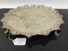 A George II silver salver, Richard Rugg, London 1759, scrolling shell border, diameter 36.