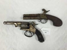 A nineteenth century double barrel percussion pistol,