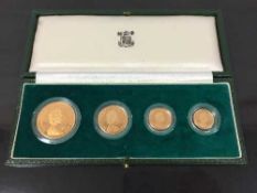 A 1980 four coin sovereign proof set comprising half sovereign, sovereign,