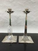 A pair of Arts and Crafts Electro-Plated Candlesticks, James Dixon and Sons,