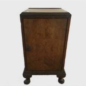 An early twentieth century walnut bedside cabinet, width 45 cm.