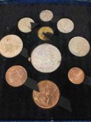A cased 1951 proof set, comprising half penny, penny, three pence, six pence, farthing, half crown,