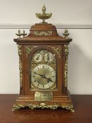 An impressive early 20th century chiming 8 day bracket clock, twin barrel movement,
