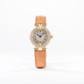 A LADIES 18K SOLID GOLD & DIAMOND CARTIER WRIST WATCH CIRCA 1990s
D: Silver dial with black Roman