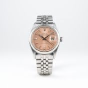 A GENTLEMAN'S STEEL & WHITE GOLD ROLEX OYSTER PERPETUAL DATEJUST BRACELET WATCH CIRCA 1960s, REF.
