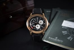 A GENTLEMAN'S 18K SOLID ROSE GOLD AUDEMARS PIGUET MILLENARY MASERATI 90 DUAL TIME WRIST WATCH