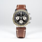 A GENTLEMAN'S STAINLESS STEEL BREITLING NAVITIMER WRIST WATCH CIRCA 1960s, REF. 806
D: Black dial