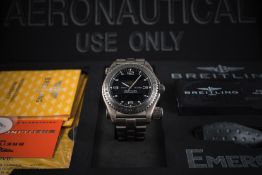A GENTLEMAN'S TITANIUM BREITLING EMERGENCY BRACELET WATCH DATED 2003, WITH COMPLETE BOX & PAPERS 
D:
