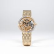A FINE & RARE GENTLEMAN'S 18K SOLID GOLD & DIAMOND GERALD GENTA SQUELETTE BRACELET WATCH CIRCA