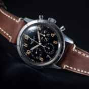 A RARE GENTLEMAN'S STAINLESS STEEL BREITLING AVI CHRONOGRAPH WRIST WATCH CIRCA 1950s, REF. 765 AVI