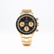 A RARE GENTLEMAN'S 18K SOLID GOLD ROLEX COSMOGRAPH DAYTONA BRACELET WATCH CIRCA 1971, REF. 6265 WITH