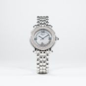 A LADIES MID SIZE STAINLESS STEEL & DIAMOND CHOPARD HAPPY SPORT BRACELET WATCH CIRCA 2004, REF. 8236