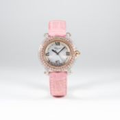 A FINE LADIES MID SIZE TWO COLOUR SOLID GOLD & DIAMOND CHOPARD HAPPY SPORT WRIST WATCH CIRCA 2007,
