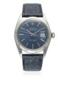 A GENTLEMAN'S STEEL & WHITE GOLD ROLEX OYSTER PERPETUAL DATEJUST WRIST WATCH CIRCA 1972, REF. 1601