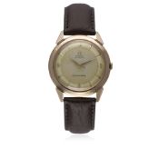 A GENTLEMAN'S 18K SOLID PINK GOLD OMEGA SEAMASTER AUTOMATIC WRIST WATCH CIRCA 1954 D: Two tone