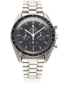 A GENTLEMAN'S STAINLESS STEEL OMEGA SPEEDMASTER PROFESSIONAL CHRONOGRAPH BRACELET WATCH CIRCA