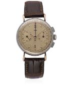 A RARE GENTLEMAN'S STEEL & GOLD JAEGER CHRONOGRAPH WRIST WATCH CIRCA 1940s, REF. 22324 D: