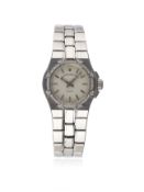 A LADIES STAINLESS STEEL & DIAMOND VACHERON CONSTANTIN OVERSEAS BRACELET WATCH CIRCA 2005, REF.