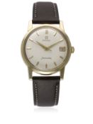 A GENTLEMAN`S GOLD CAPPED OMEGA SEAMASTER DATE WRIST WATCH CIRCA 1962, REF. 14384 62 SC D: Silver