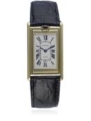 A RARE GENTLEMAN'S 18K SOLID GOLD CARTIER TANK BASCULANTE WRIST WATCH CIRCA 1990s D: Silver
