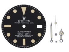 AN ORIGINAL ROLEX OYSTER PERPETUAL DATE SUBMARINER DIAL & HANDS CIRCA 1970s, REF. 1680 models,